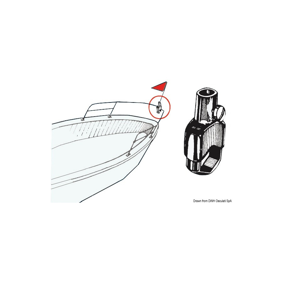 Support mât de pavillon pour montage sur balcon ou main-courante 