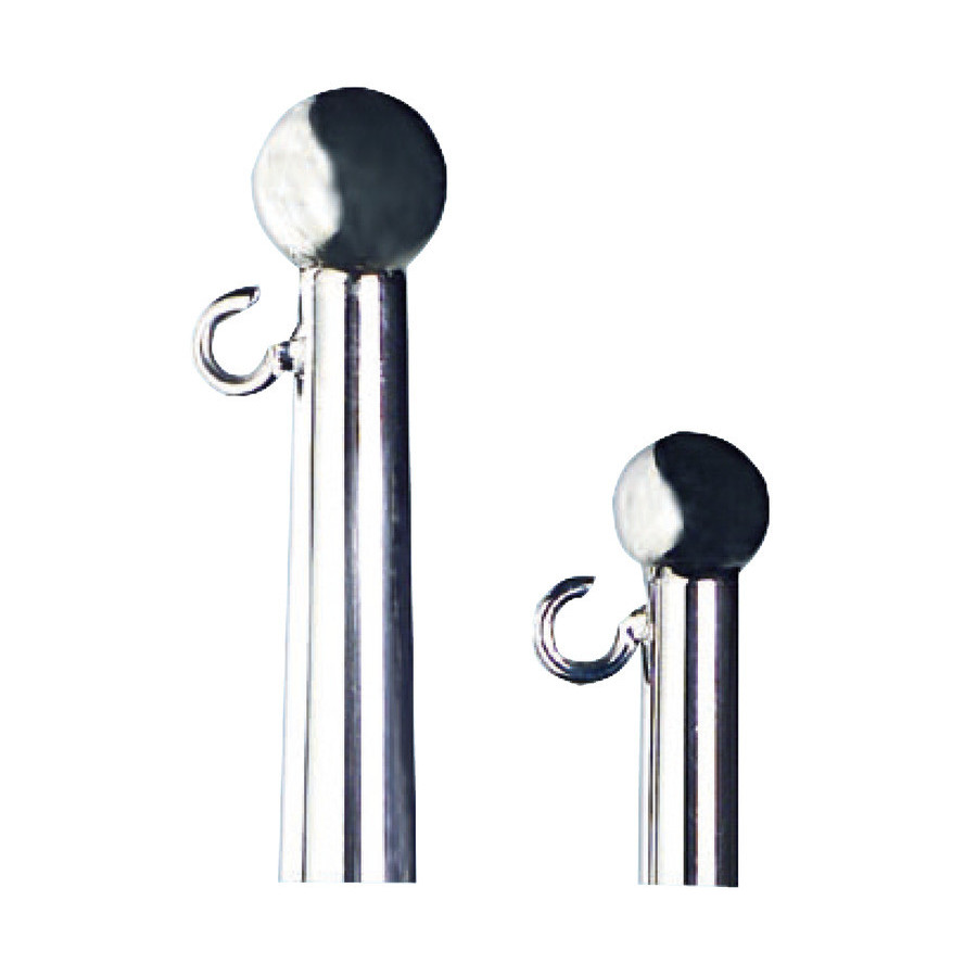 Mâts de pavillon en inox poli miroir, avec système de blocage à gâchette 