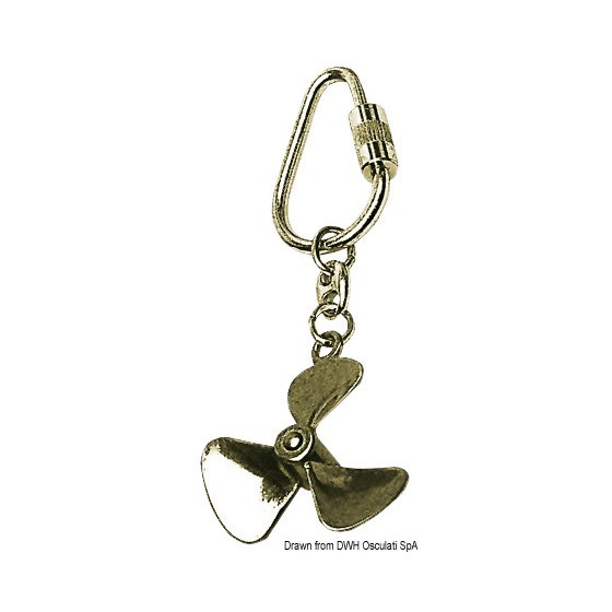 Porte-clés avec chaînette et anneau en laiton poli Variante ou Accessoires Réduit:anneau laiton poli Hélice *35.831.00* Qté : 3