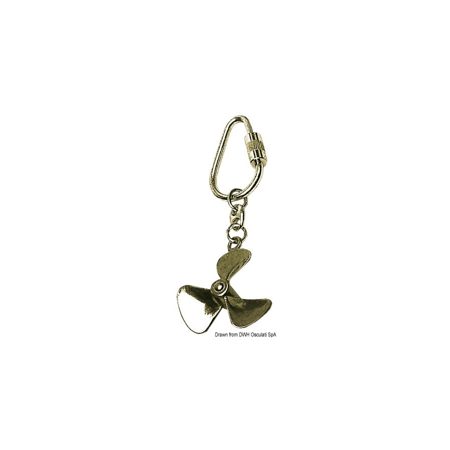Porte-clés avec chaînette et anneau en laiton poli Variante ou Accessoires Réduit:anneau laiton poli Hélice *35.831.00* Qté : 3