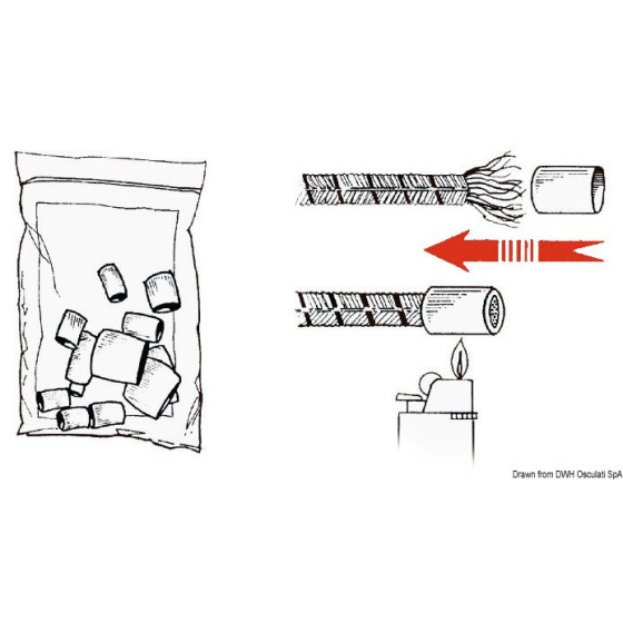 Embouts thermo-rétractables en plastique blanc pour amarres 