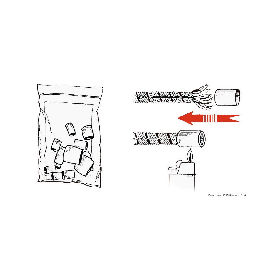 Embouts thermo-rétractables en plastique blanc pour amarres 