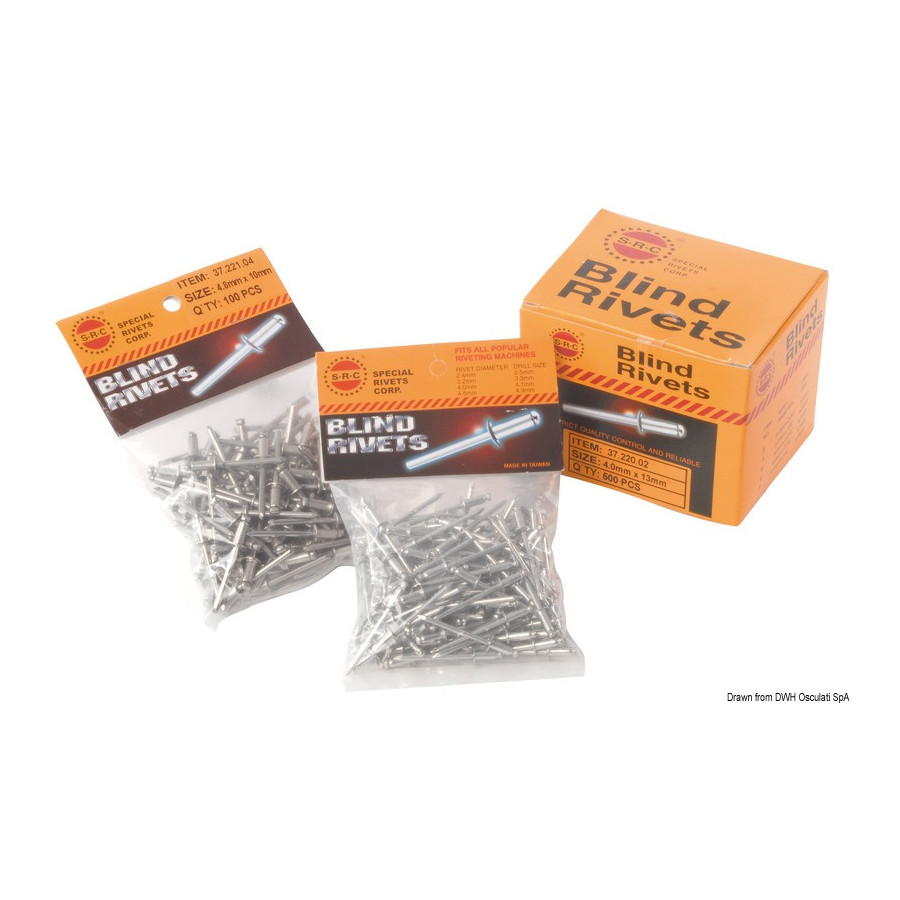 Rivets en inox, tête normale 