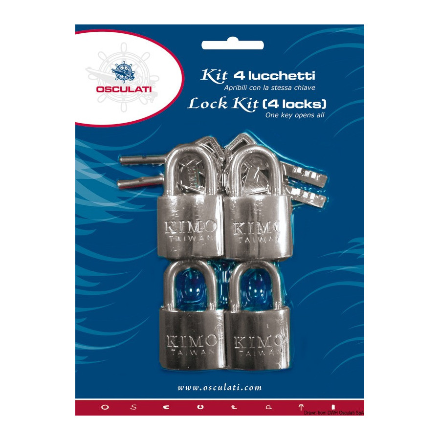 Set 4 cadenas pour l'environnement marin avec une clé seulement, système de sécurité ABLOY 