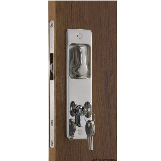 Pour portes coulissantes avec poignée encastrée. Clé Yale externe, blocage interne Variante ou Accessoires Réduit:Yale externe 1