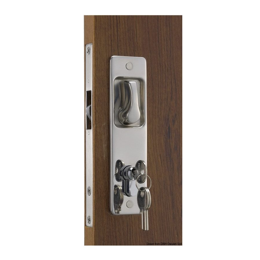Pour portes coulissantes avec poignée encastrée. Clé Yale externe, blocage interne Variante ou Accessoires Réduit:Yale externe 1