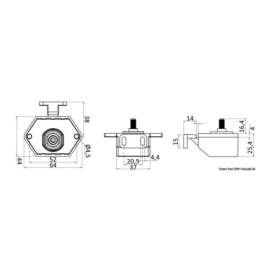 Pêne demi-tour à bouton-poussoir Self-Latching 