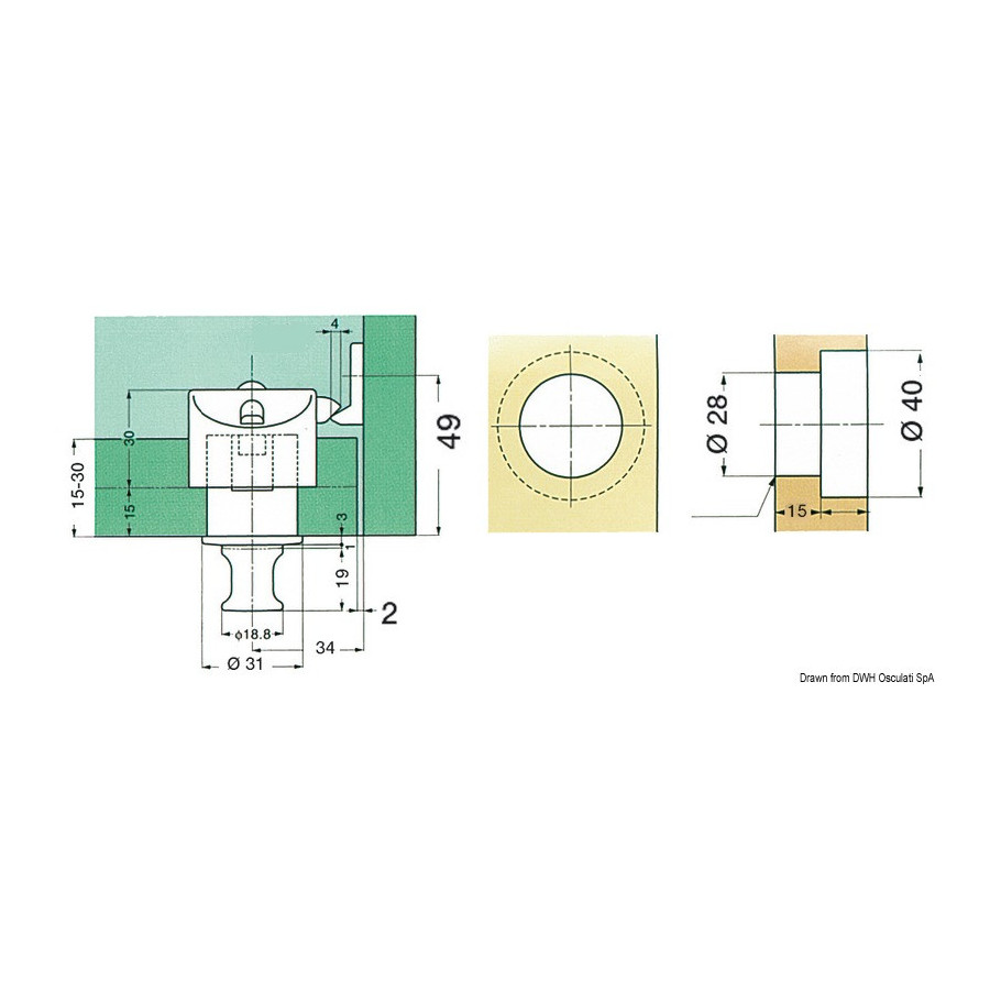 Déclics Push Knob pour portes et tiroirs "Sugatsune Pkl-08" Variante ou Accessoires Réduit:plastique blanc *38.185.01* Qté : 3
