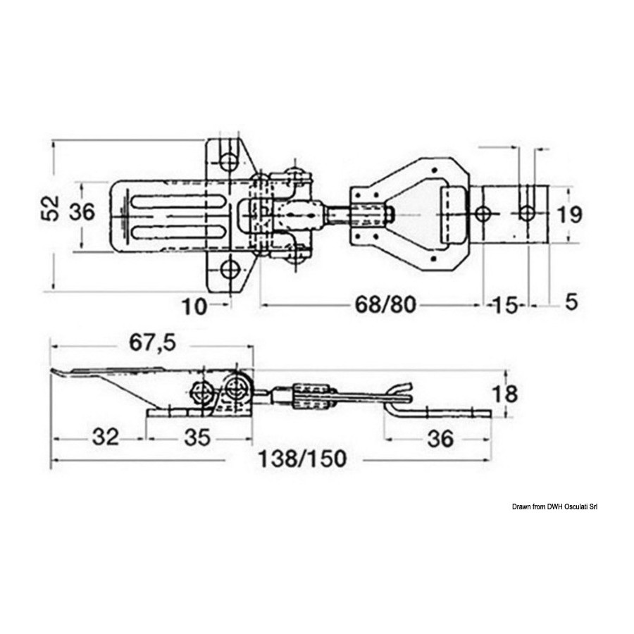 Fermeture à levier en inox réglable 