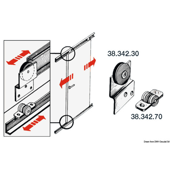 Rail et chariot pour portes coulissantes en inox 