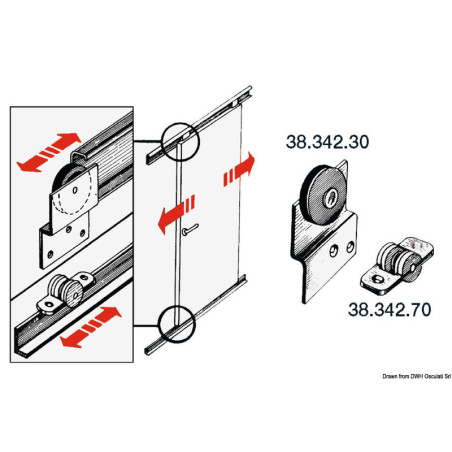 Rail et chariot pour portes coulissantes en inox