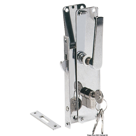 Serrure encastrée pour portes coulissantes, clé type Yale 