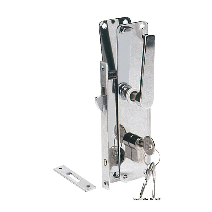 Serrure encastrée pour portes coulissantes, clé type Yale 