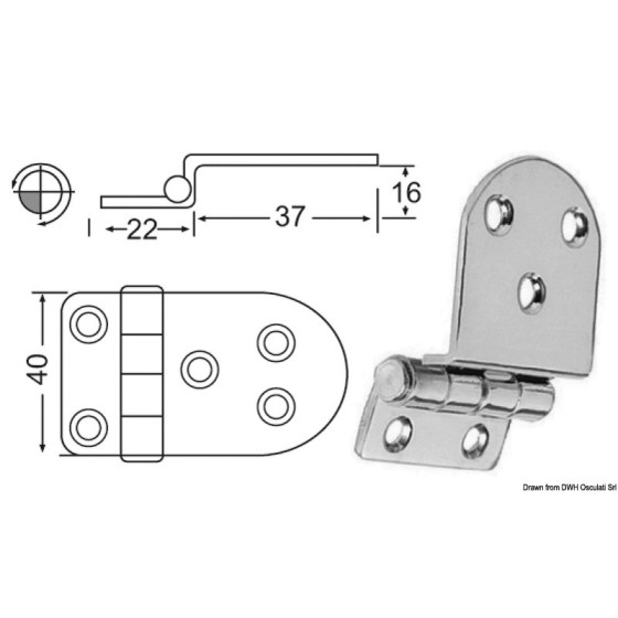 Charnières version porte-à-faux 2 mm 