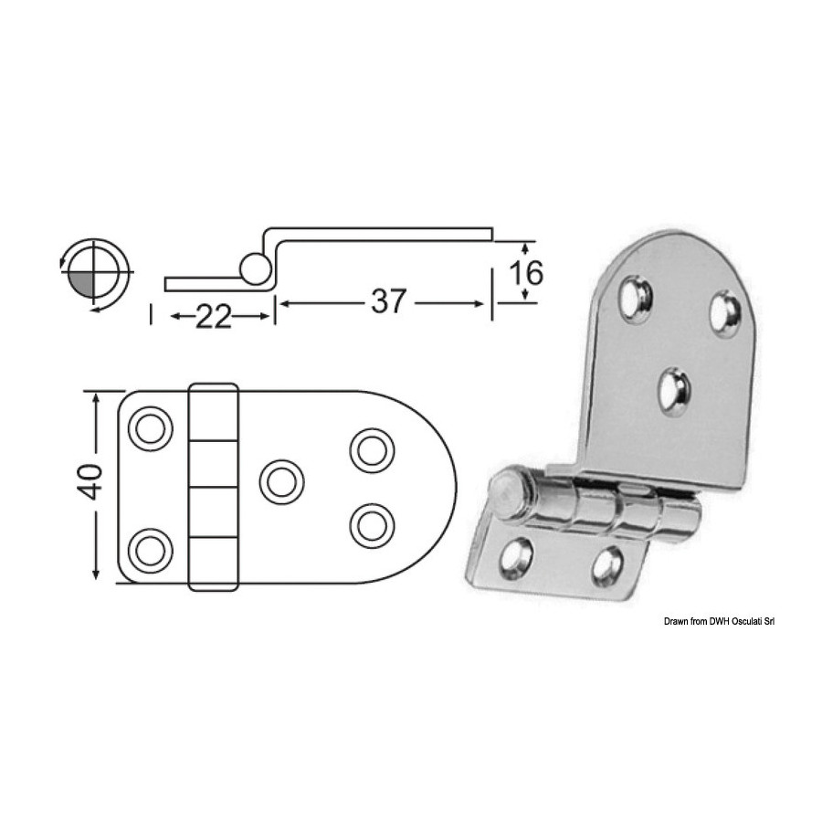 Charnières version porte-à-faux 2 mm 