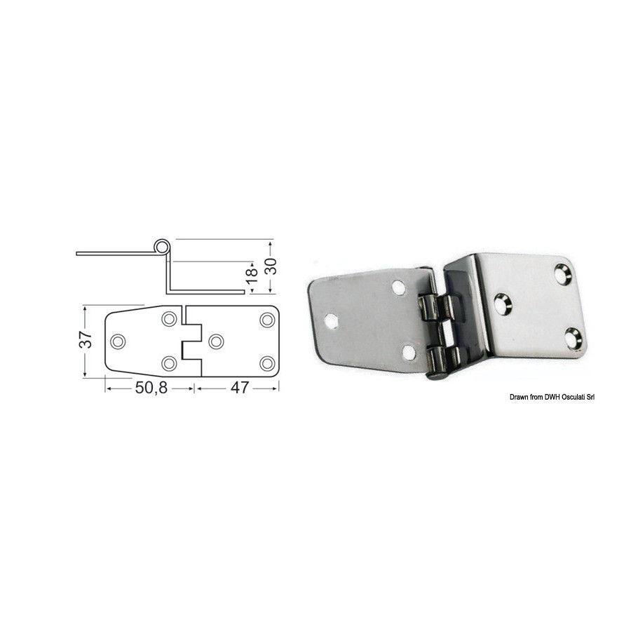 Charnières version porte-à-faux 2 mm 