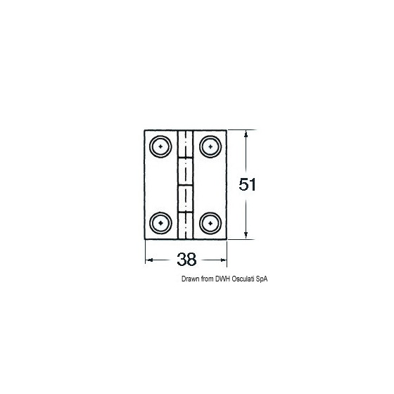 Charnières 1,7 mm Variante ou Accessoires Réduit:inox 4 douilles 51x38 mm *38.821.01* Qté : 4
