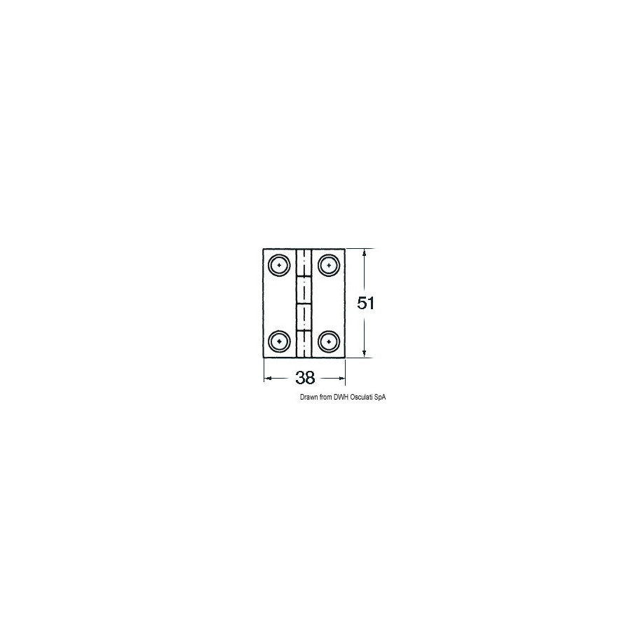 Charnières 1,7 mm Variante ou Accessoires Réduit:inox 4 douilles 51x38 mm *38.821.01* Qté : 4