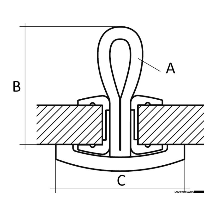 Pad-eye avec fixation de cloison ROPEYE Pro Loop 