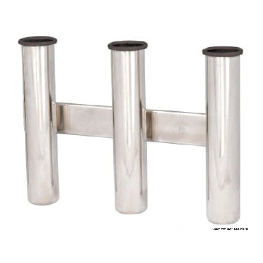 Porte-cannes à pêche en inox Variante ou Accessoires Réduit:canne AISI 316 fixation à paroi 3 canne *41.167.80*