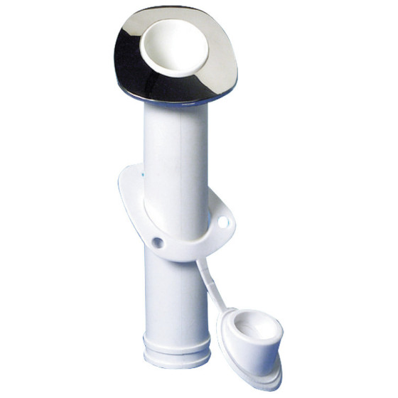 Porte-canne à pêche à encastrer avec bride inox, inclinaison 60° 