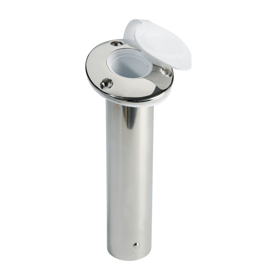 Porte-canne à pêche inox à encastrer, fermeture étanche Variante ou Accessoires Réduit:inox 90° *41.211.50*