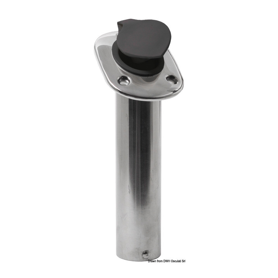 Porte-canne à pêche à encastrer, bride trapézoïdale Variante ou Accessoires Réduit:encastrer inox 42 mm 60° *41.211.70*