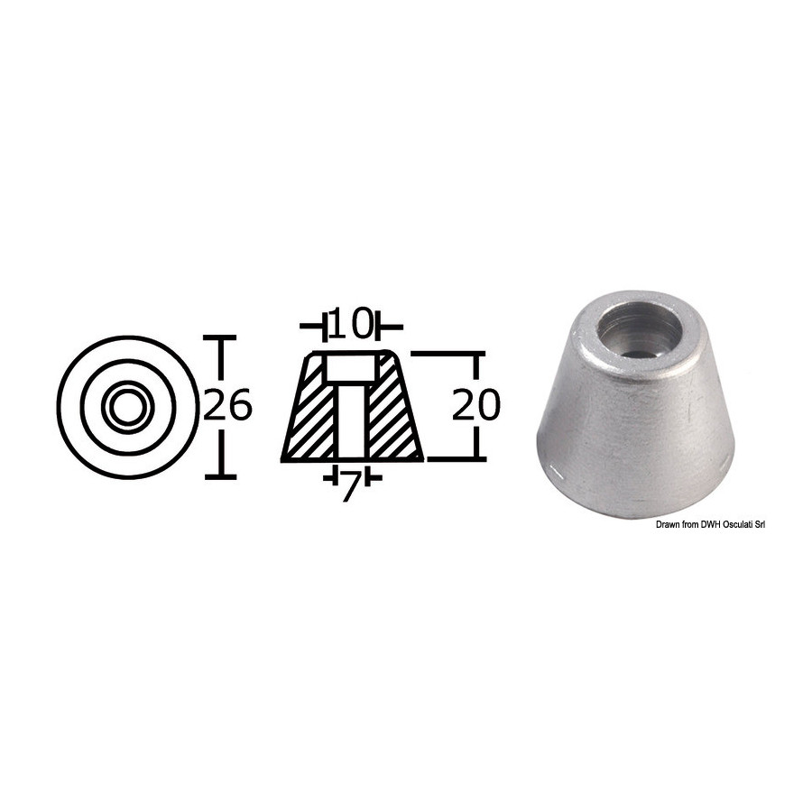 Anode de rechange hélice proue / poupe pour Side-Power (Sleipner) Variante ou Accessoires Réduit:rechange aluminium réf. orig. 6