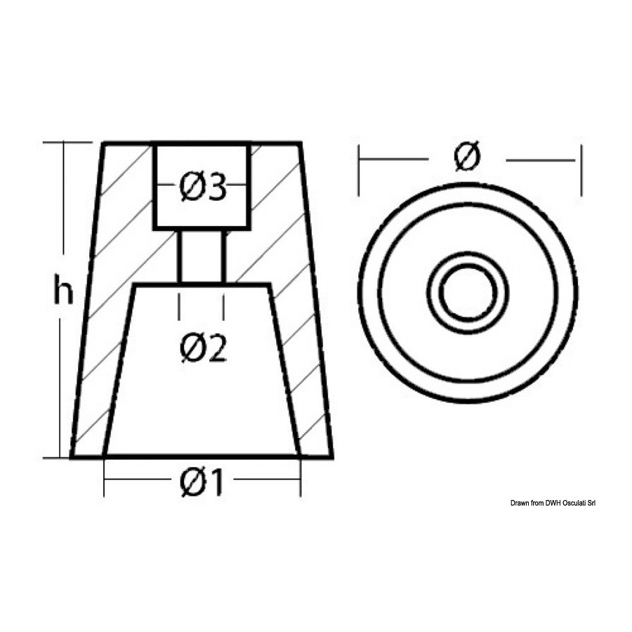 Anode lignes d'axe Radice avec enclenchement conique 