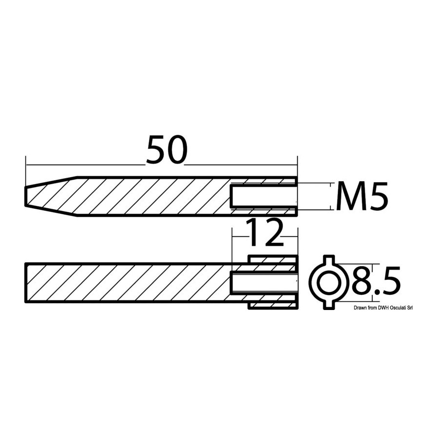 Anode cylindre pour Yamaha 40/200 HP 
