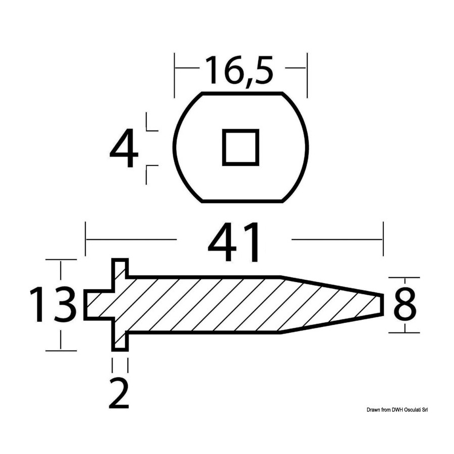 Anode cylindre pour Yamaha 20/30 HP 