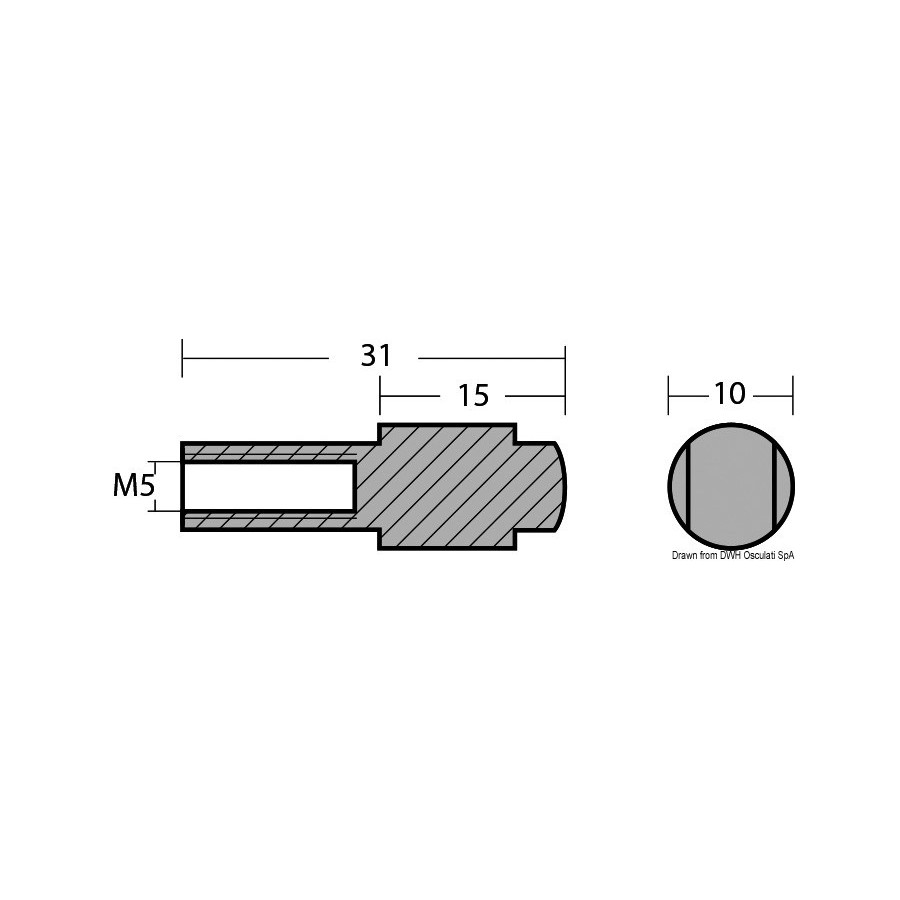 Anode cylindre pour Yamaha 9,9/300 HP 