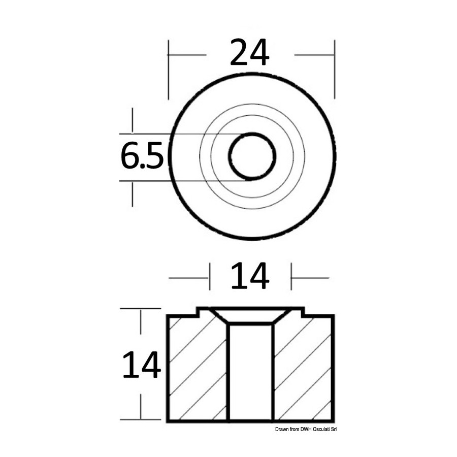 Anode collecteur Variante ou Accessoires Réduit:zinc 40/50/60 HP *43.292.20* Qté : 2
