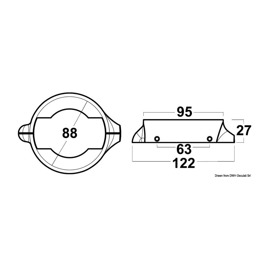 Collier Volvo Penta 2 pièces - S. Drive 120 avec 4 vis M4X20 inox 