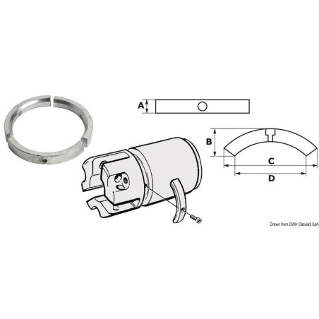 Anode pour hélice pieds Sail Drive/Folding Prop, série 3 pièces