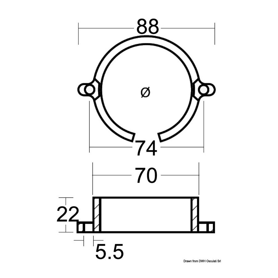 Anode support axe hélice 