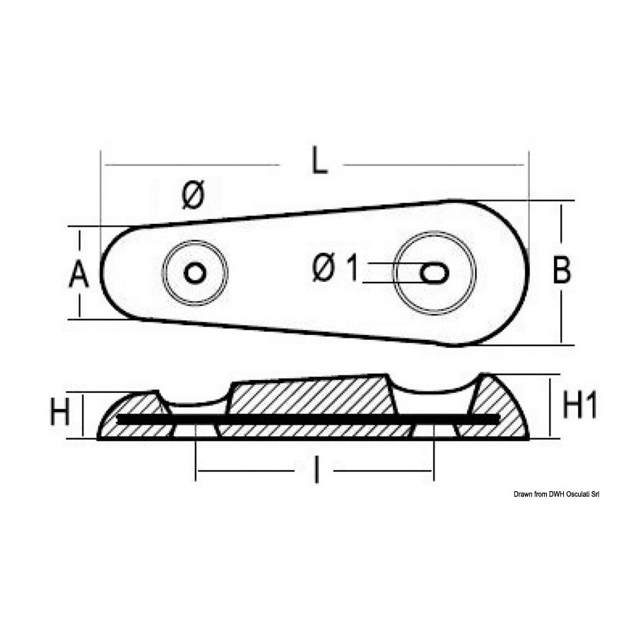 Anode type Vetus, version contourée 