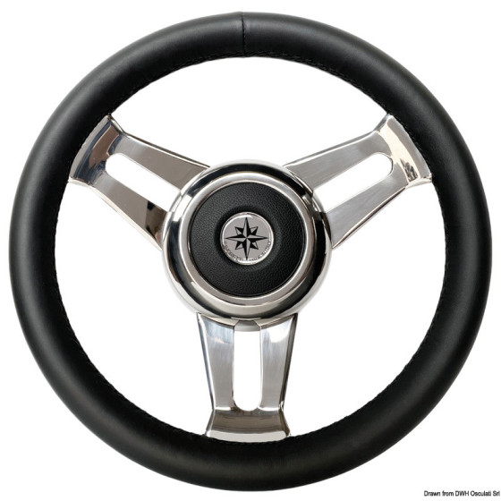 Volant à branches en acier inox Variante ou Accessoires Réduit:black leather 3-spoke Ø mm 350 *45.125.01*