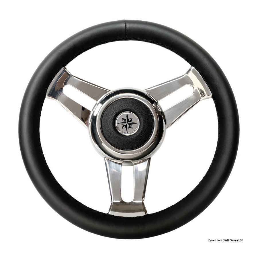 Volant à branches en acier inox Variante ou Accessoires Réduit:black leather 3-spoke Ø mm 350 *45.125.01*