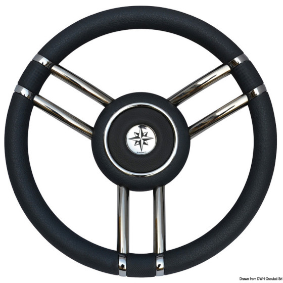 Volant Apollo Variante ou Accessoires Réduit:inox+polyuréthane Ø 350 mm noir *45.178.11*