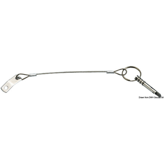 Plaque inox Ø 6 mm + câble de sécurité inox Ø 1,6 mm + goupille inox Variante ou Accessoires Réduit:câble inox avec câble sûreté