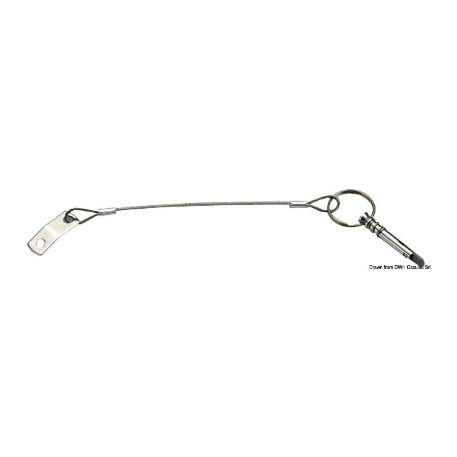 Plaque inox Ø 6 mm + câble de sécurité inox Ø 1,6 mm + goupille inox Variante ou Accessoires Réduit:câble inox avec câble sûreté