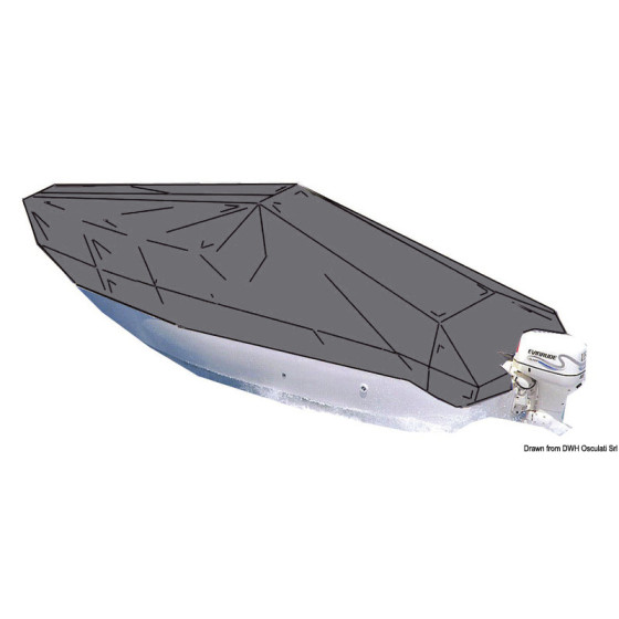 Bâche pour bateaux à plat-bord bas avec console de pilotage centrale 