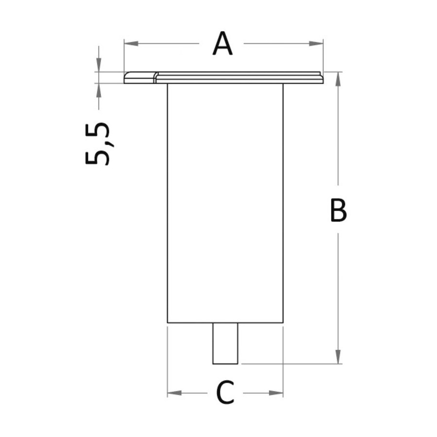 Douille à encastrer pour poteau carbone Ø 38 et Ø 50 mm 