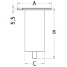 Douille à encastrer pour poteau carbone Ø 38 et Ø 50 mm