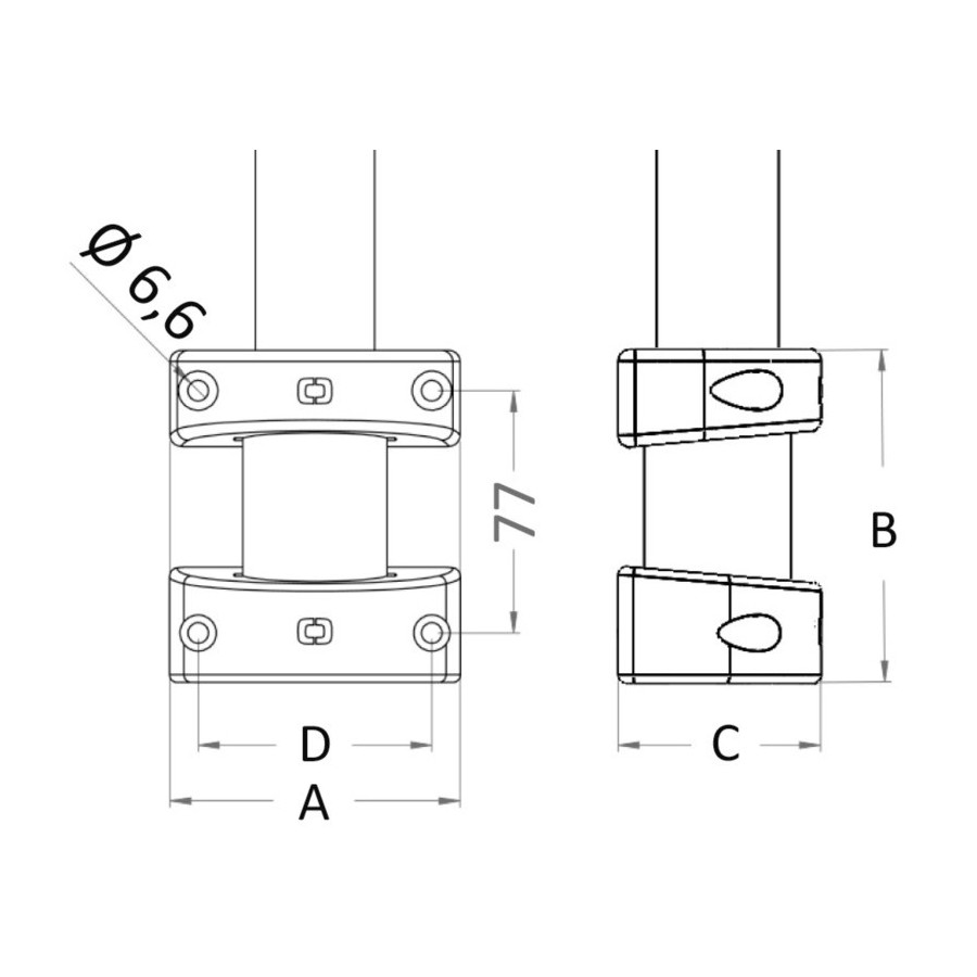 Douille à paroi pour poteau en carbone Ø 38 mm 