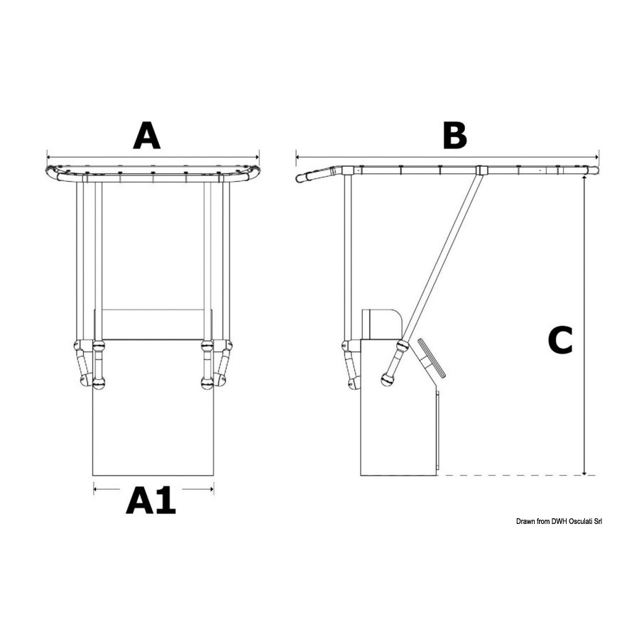T-Top professionnel en aluminium Heavy Duty Variante ou Accessoires Réduit:en aluminium 2000x1400 mm *48.193.00*