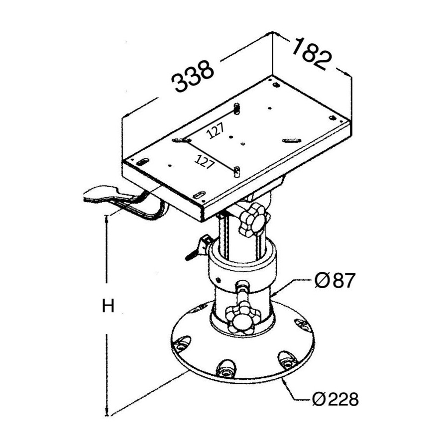 Support de siège avec chariot pivotant poli miroir 