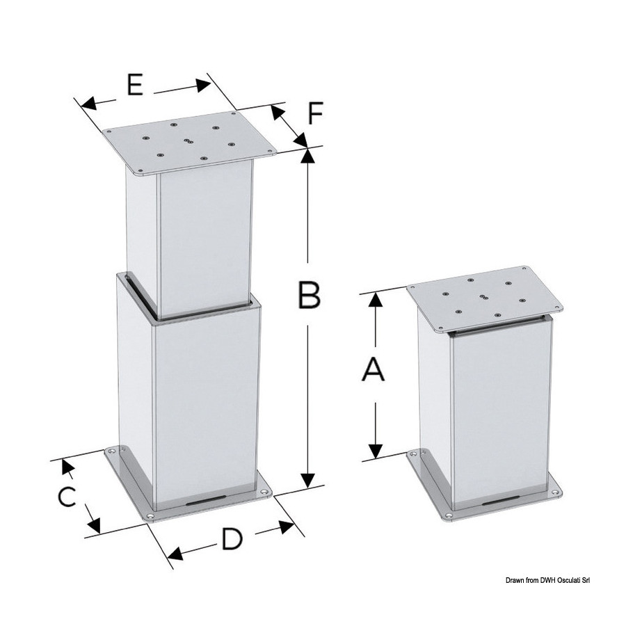Pied de table électrique Square à deux ou trois stades 