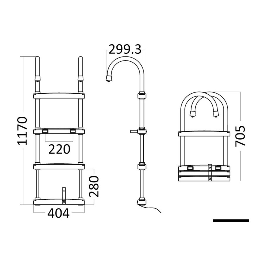 Échelle ECO télescopique Variante ou Accessoires Réduit:télescopique dépliée 1170 mm - repliée 705 mm *49.527.04*
